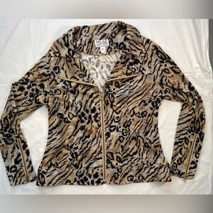 Mika & Milan Animal Print Zip up Women’s Jacket, Size Medium‎